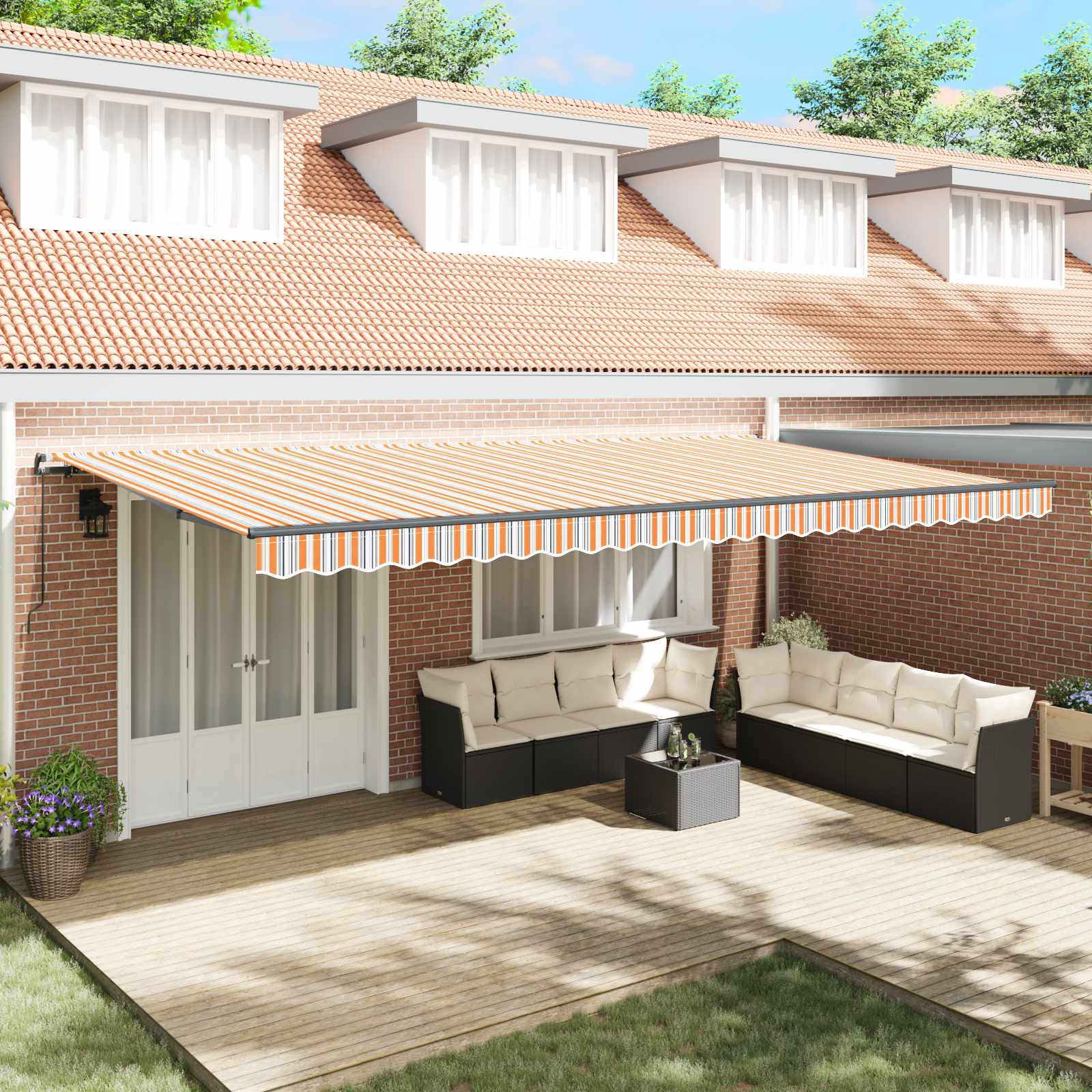 Povlačivi tende Šareni 600 × 350 cm Poliester i aluminij