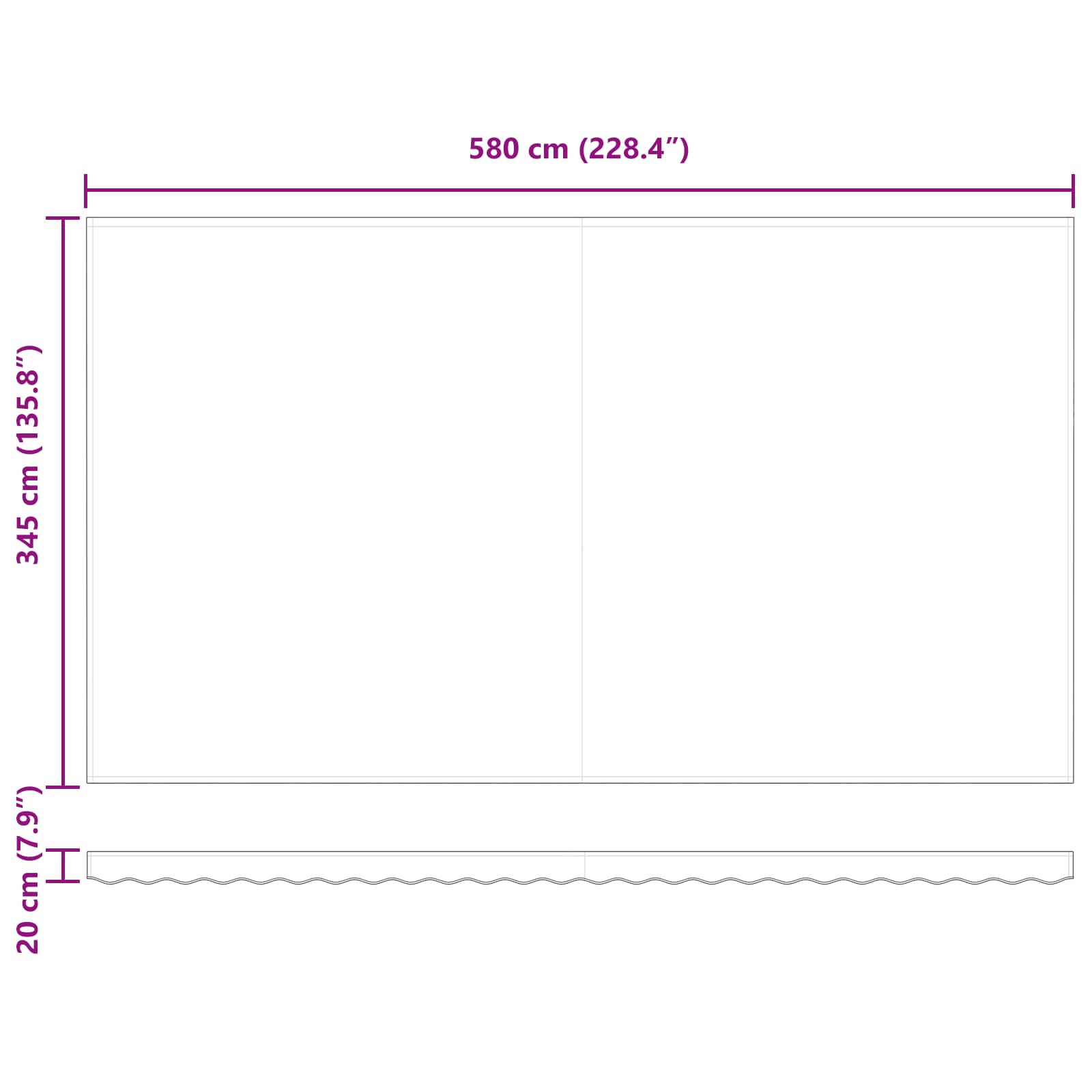 Povlačivi tende Zelena i bijela 600 × 350 cm