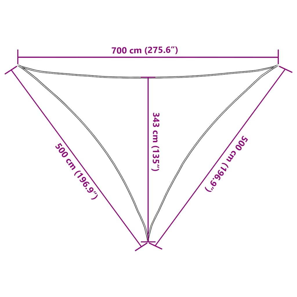 Jedro za sjenu od sunca žuto 7x5x5 m 100% poliester Oxford