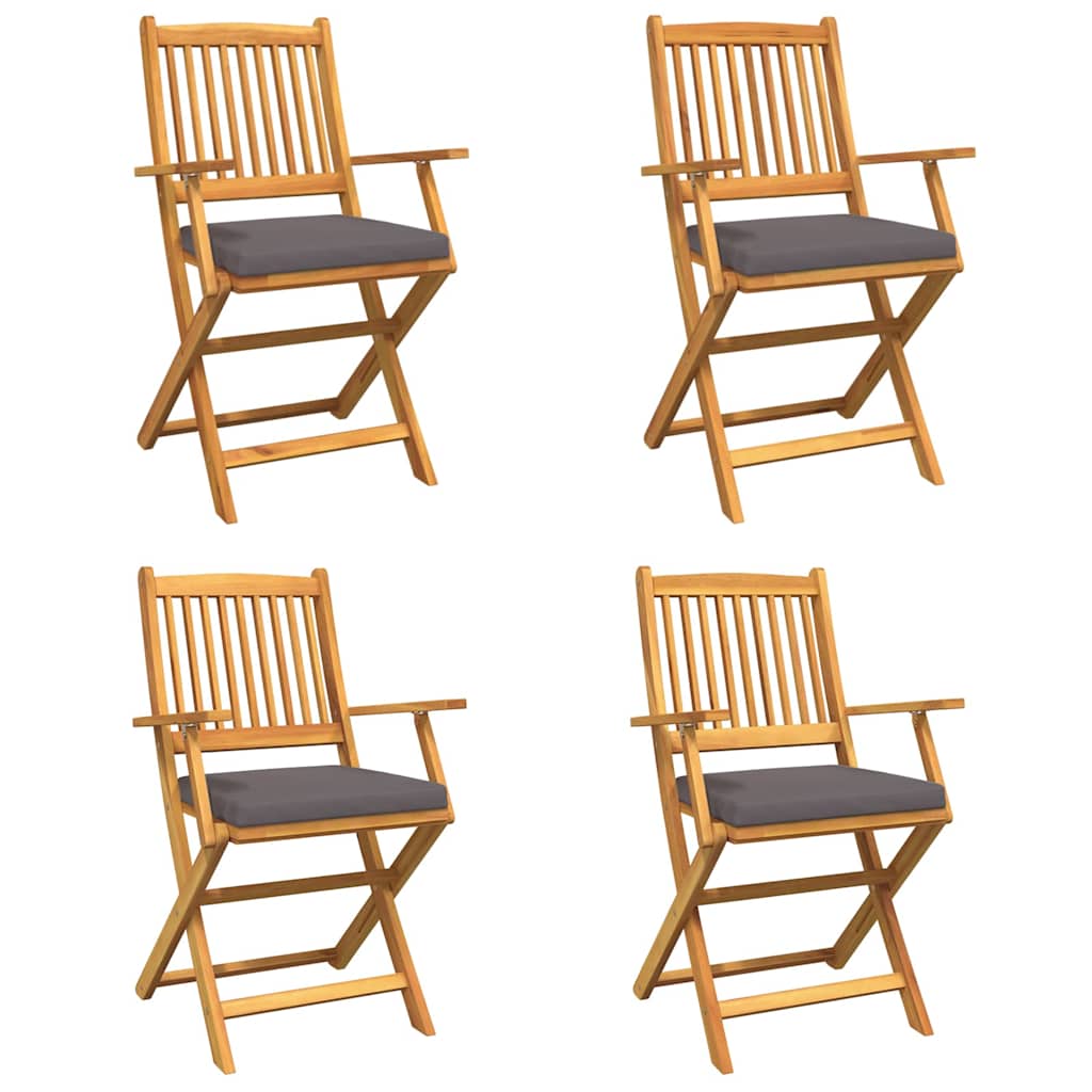 Sklopiva stolica s jastukom 4 pcs Siva 49 x 57,5 x 92 cm