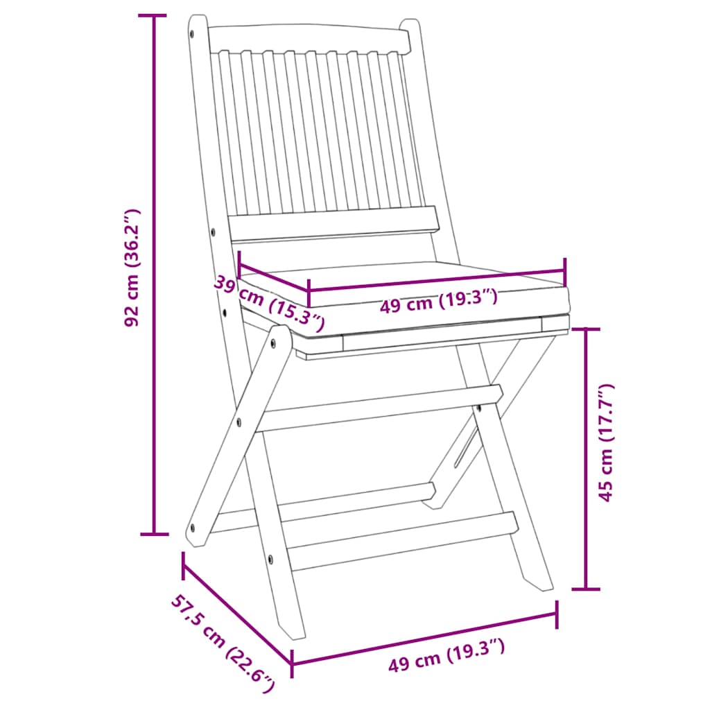Sklopiva stolica s jastukom 6 pcs Bijelo 49 x 57,5 x 92 cm