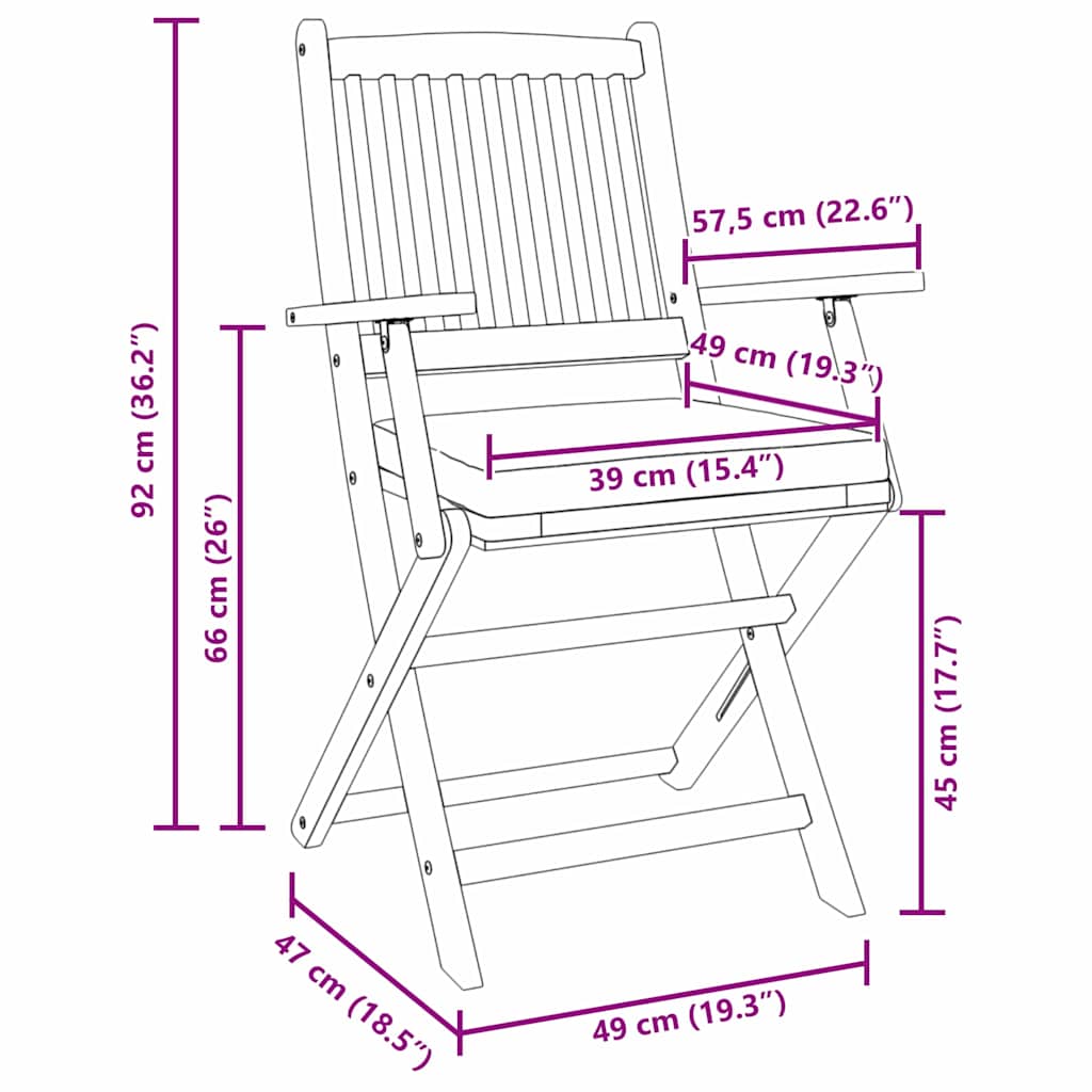 Sklopiva stolica s jastukom 6 pcs Siva 49 x 57,5 x 92 cm