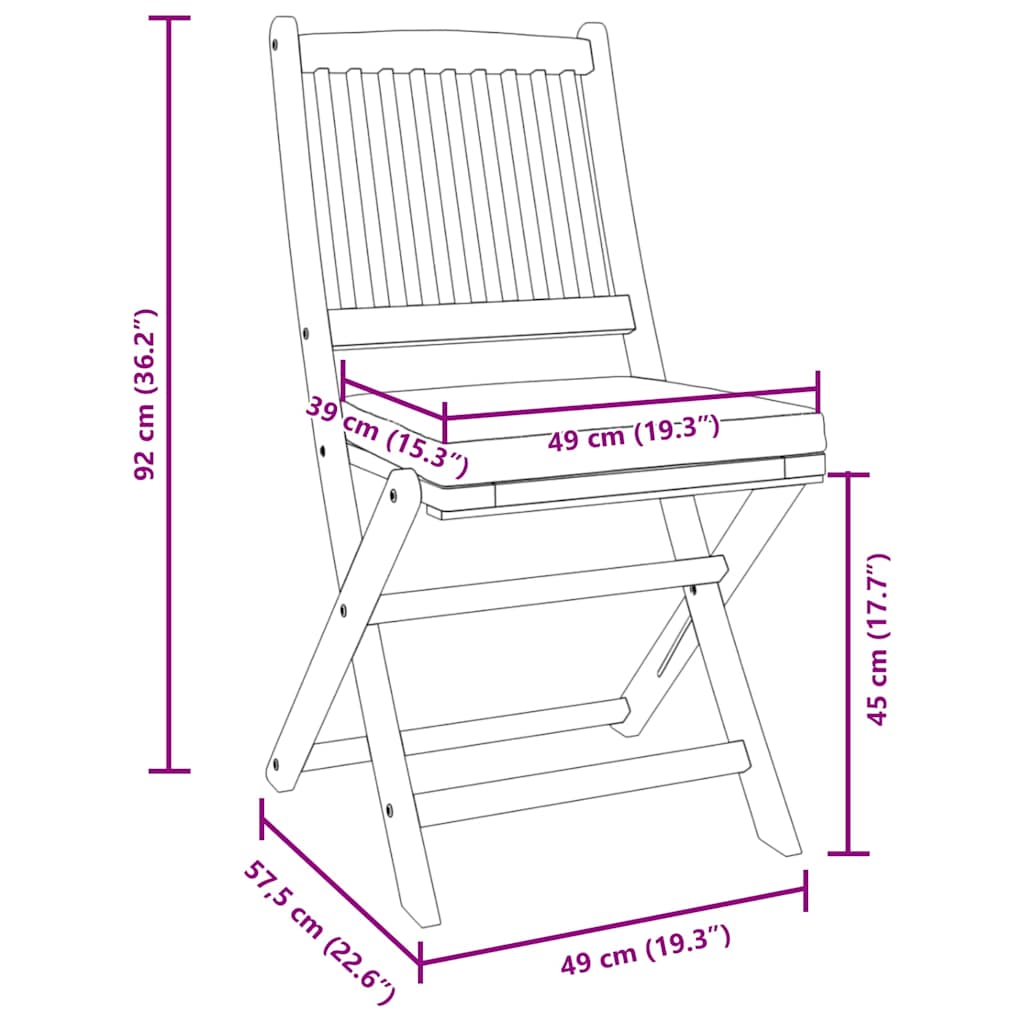 Sklopiva stolica s jastukom 8 pcs Siva 49 x 57,5 x 92 cm