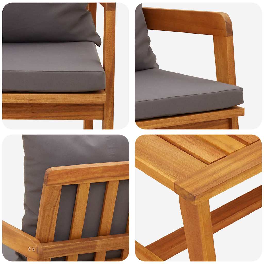 Bistro set s jastukom 4 pcs Smeđa Čvrsto drvo akacije
