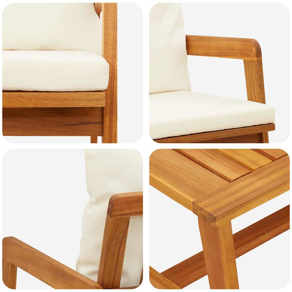 Bistro set s jastukom 3 pcs Smeđa Čvrsto drvo akacije