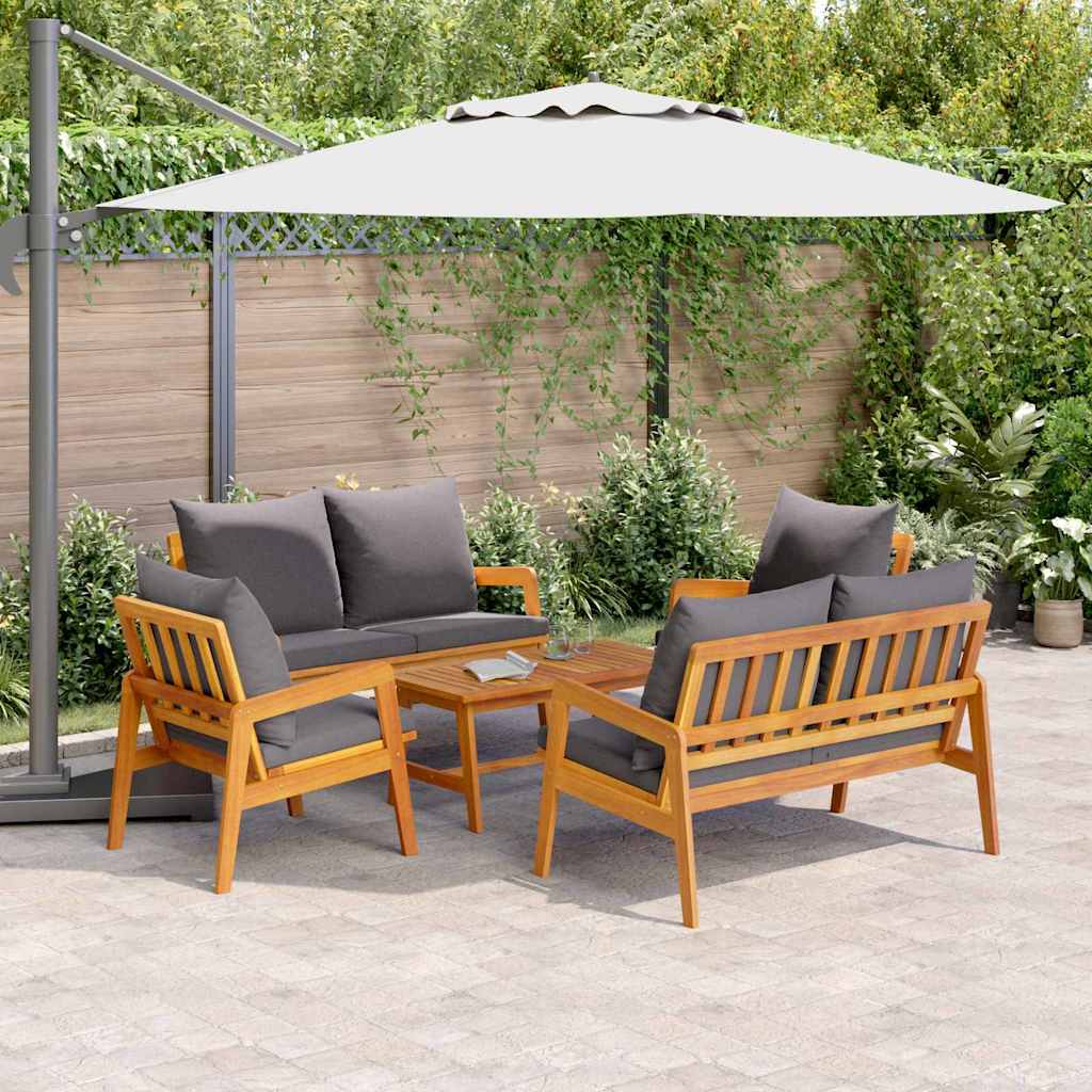 Bistro set s jastukom 5 pcs Smeđa Čvrsto drvo akacije