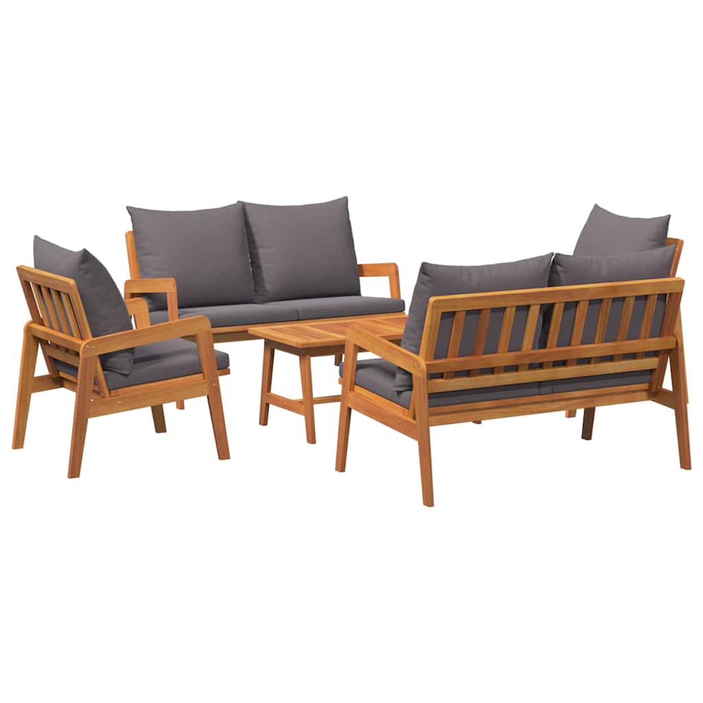 Bistro set s jastukom 5 pcs Smeđa Čvrsto drvo akacije