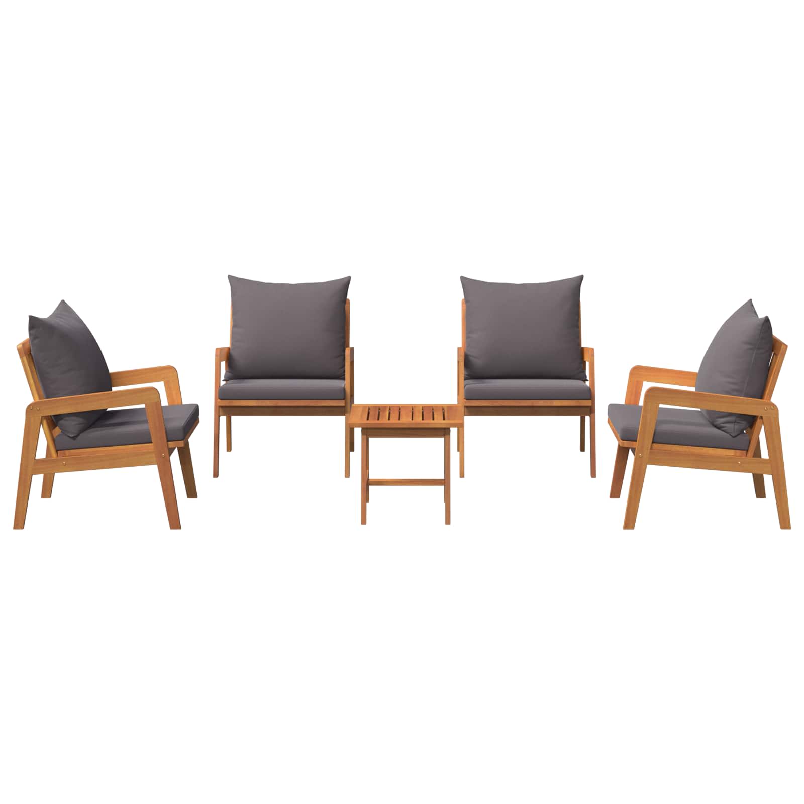Bistro set s jastukom 5 pcs Smeđa Čvrsto drvo akacije