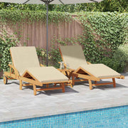 Ležaljka 2 pcs Bež 200 x 67 x 84 cm Čvrsto drvo akacije