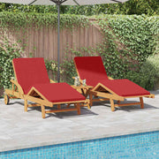 Ležaljka 2 pcs Crvena 200 x 67 x 84 cm Čvrsto drvo akacije