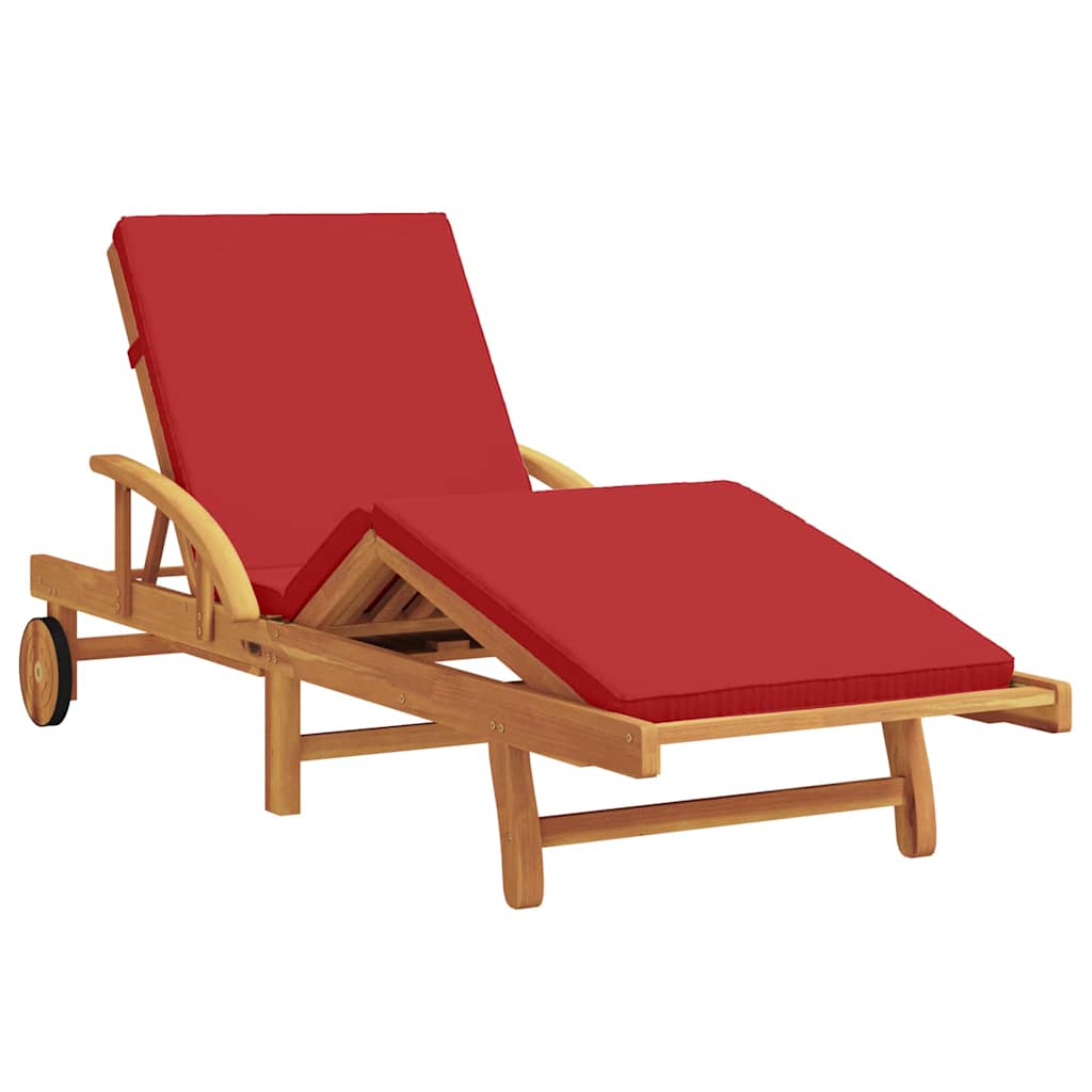 Ležaljka 2 pcs Crvena Čvrsto drvo akacije