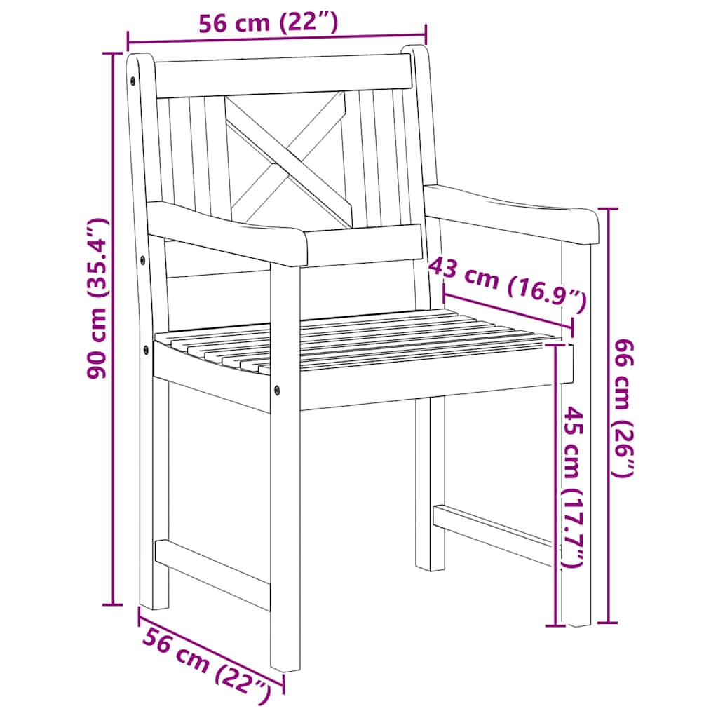 Vanjska klupa 4 pcs Prirodna 56 x 55,5 x 90 cm