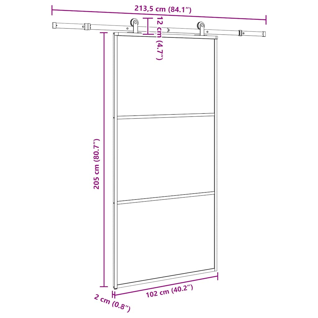 Klizna vrata s okovom 102x205 cm ESG staklo i aluminij