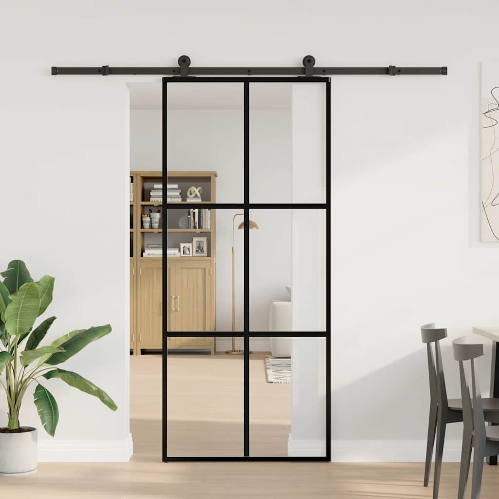 Klizna vrata s priborom 90 x 205 cm od ESG stakla i aluminija