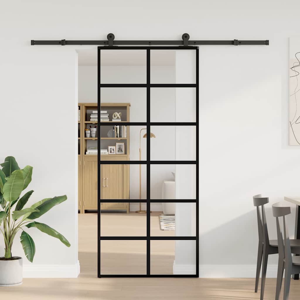 Klizna vrata s priborom 90 x 205 cm od ESG stakla i aluminija
