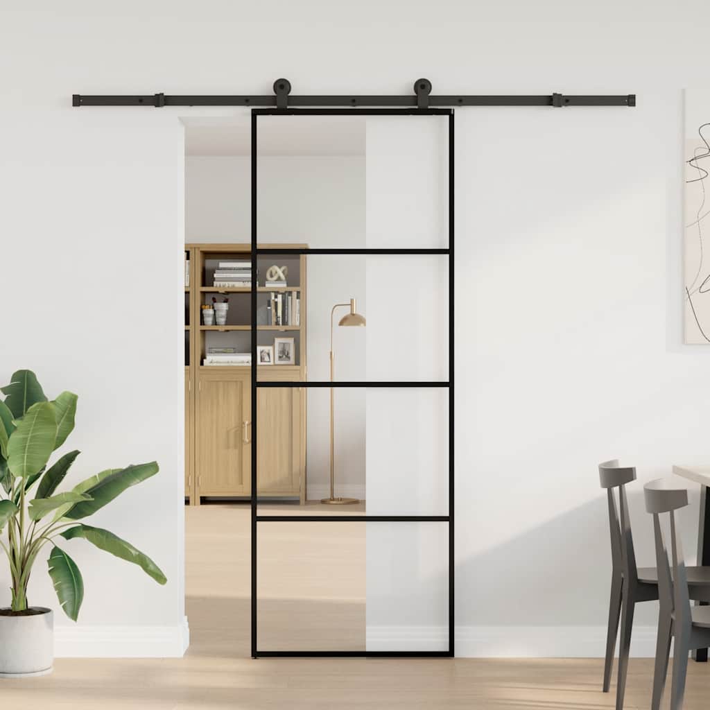 Klizna vrata s priborom 76 x 205 cm od ESG stakla i aluminija