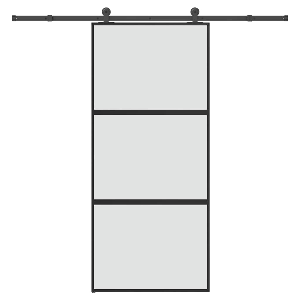 Klizna vrata s priborom 90 x 205 cm kaljeno staklo i aluminij