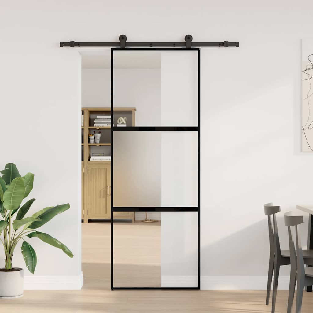 Klizna vrata s priborom 76 x 205 cm kaljeno staklo i aluminij