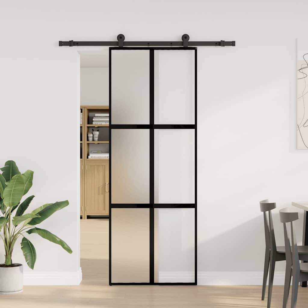 Klizna vrata s priborom 76 x 205 cm kaljeno staklo i aluminij