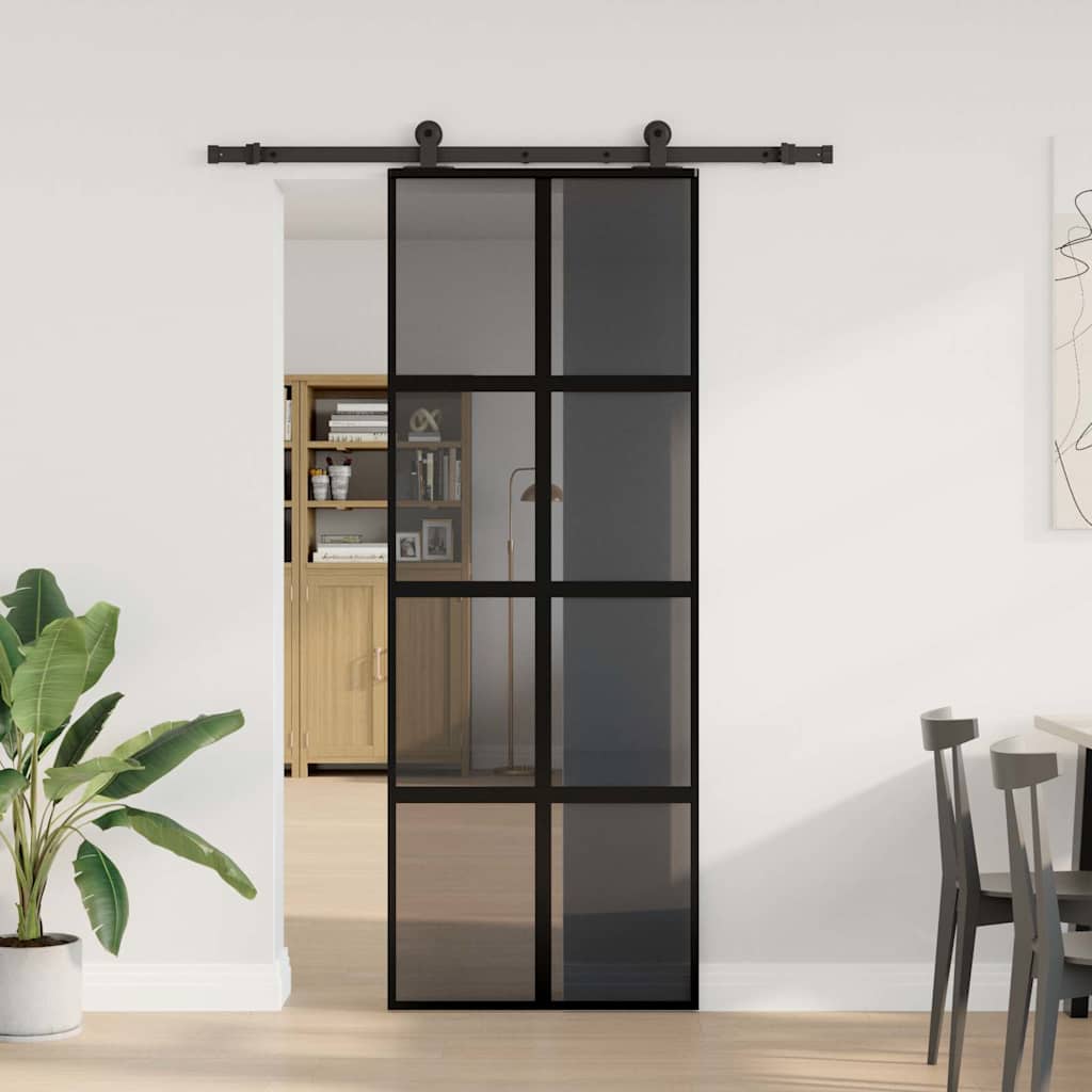 Klizna vrata s priborom 76 x 205 cm kaljeno staklo i aluminij