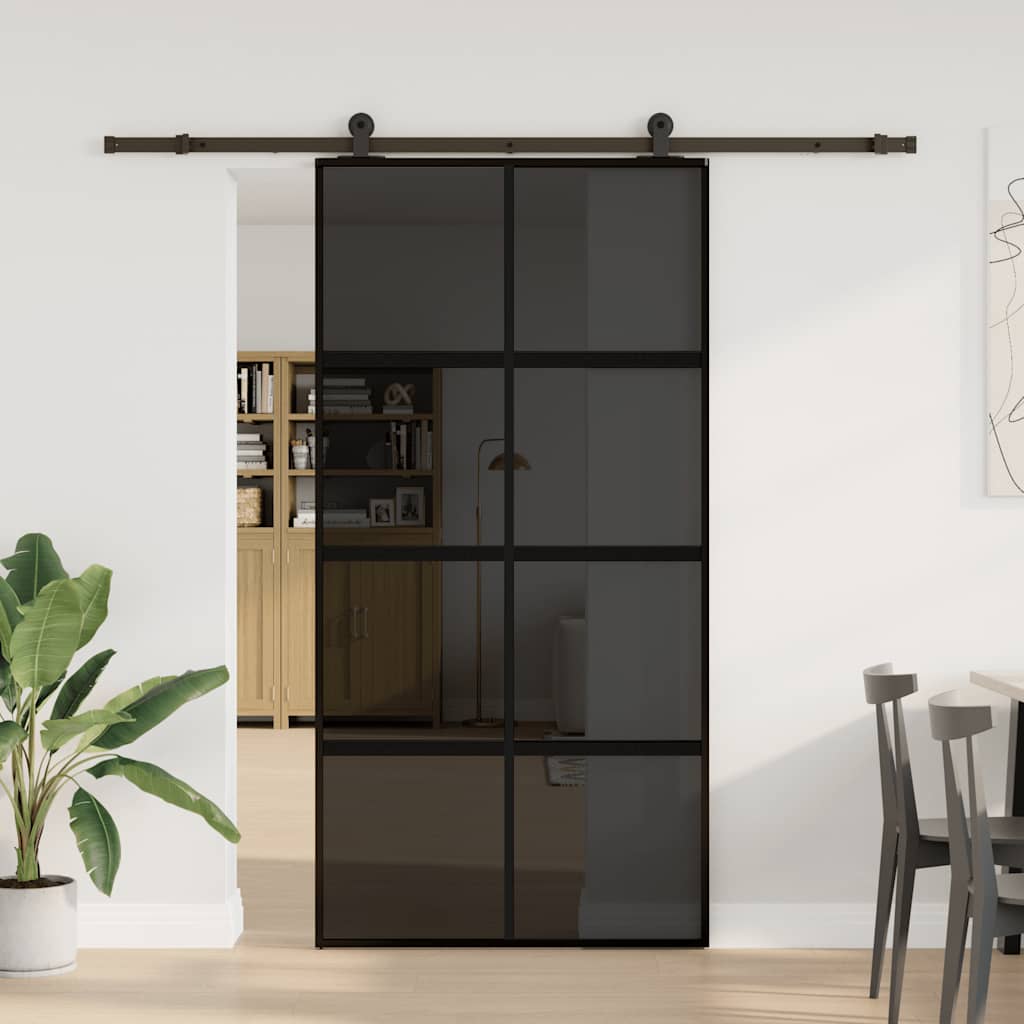Klizna vrata s priborom 102,5x205 cm kaljeno staklo i aluminij