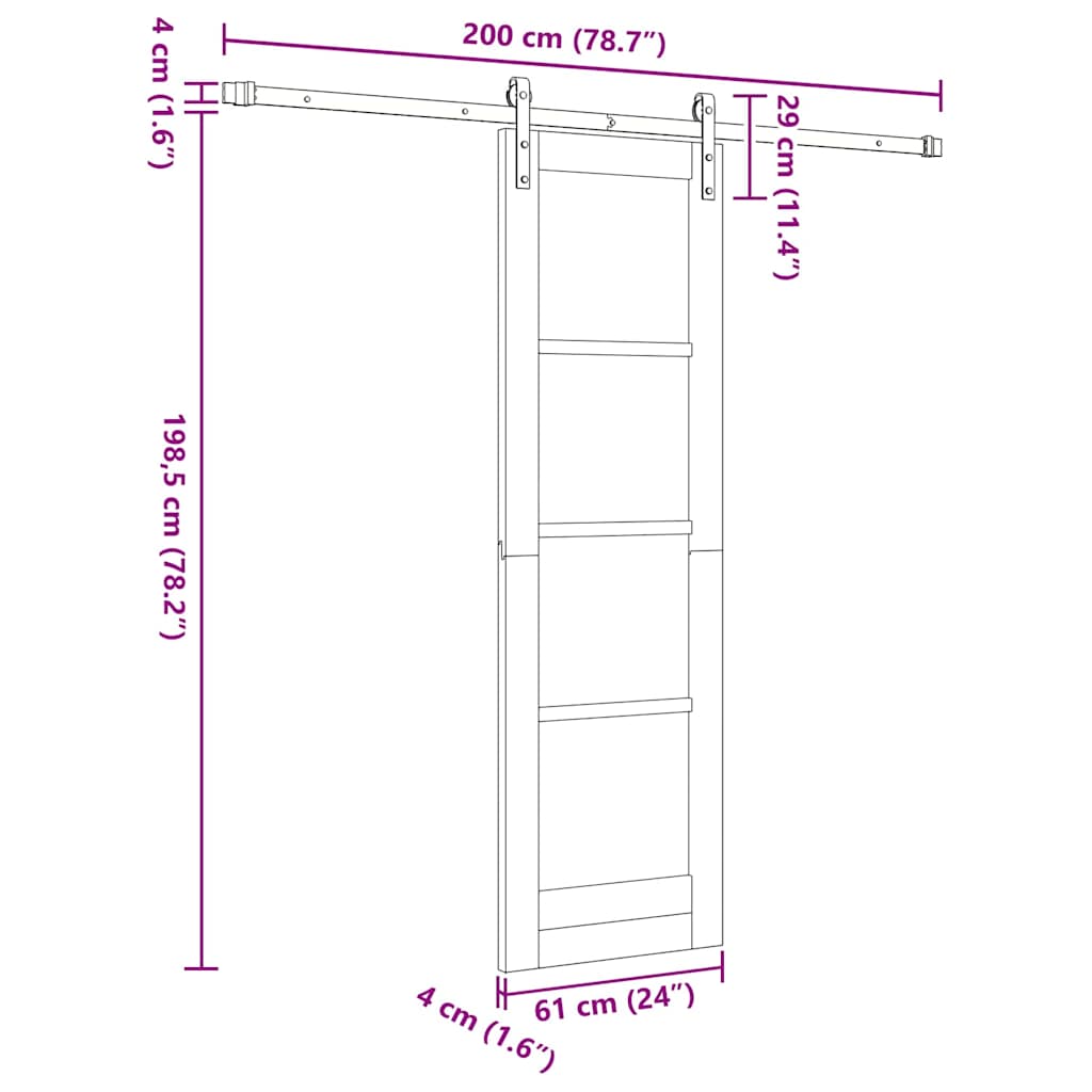 Klizna vrata ORKDAL Prirodna i crna 61 x 198,5 cm