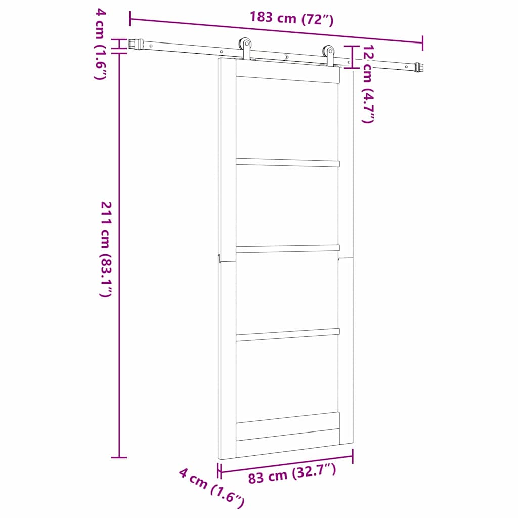 Klizna vrata ORKDAL Bijela i crna 83 x 211 cm