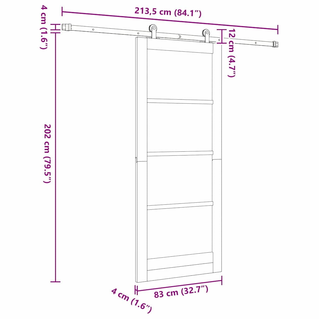 Klizna vrata ORKDAL Bijelo 83 x 202 cm