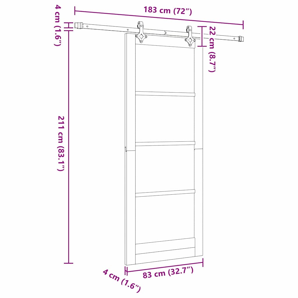 Klizna vrata ORKDAL Bijela i crna 83 x 211 cm