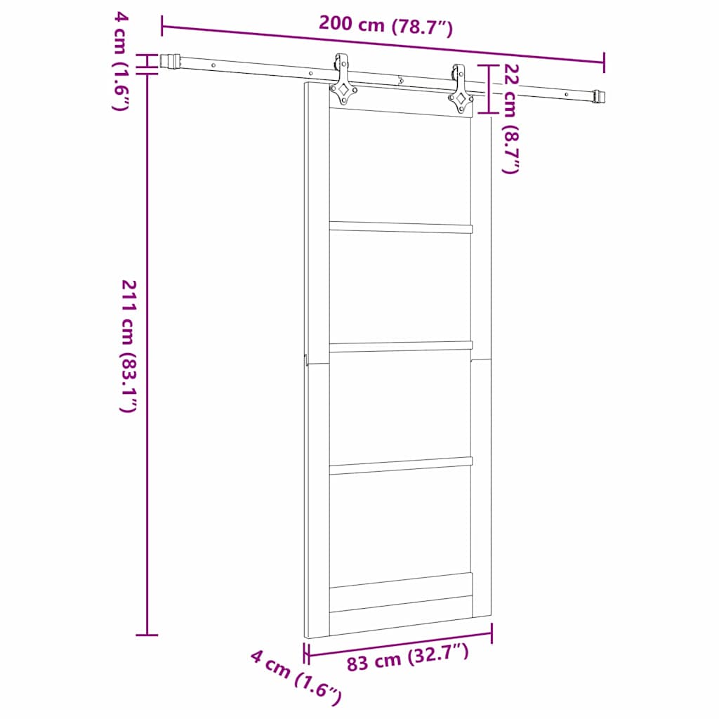 Klizna vrata ORKDAL Bijela i crna 83 x 211 cm