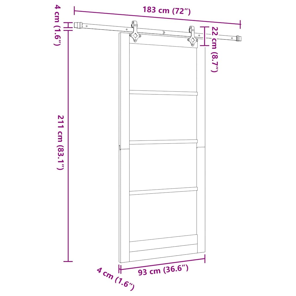 Klizna vrata Prirodna 93 x 211 cm Masivna borovina i staklo