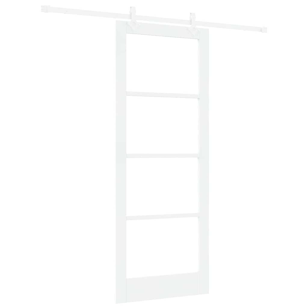 Klizna vrata Bijelo 83 x 211 cm Masivna borovina i staklo