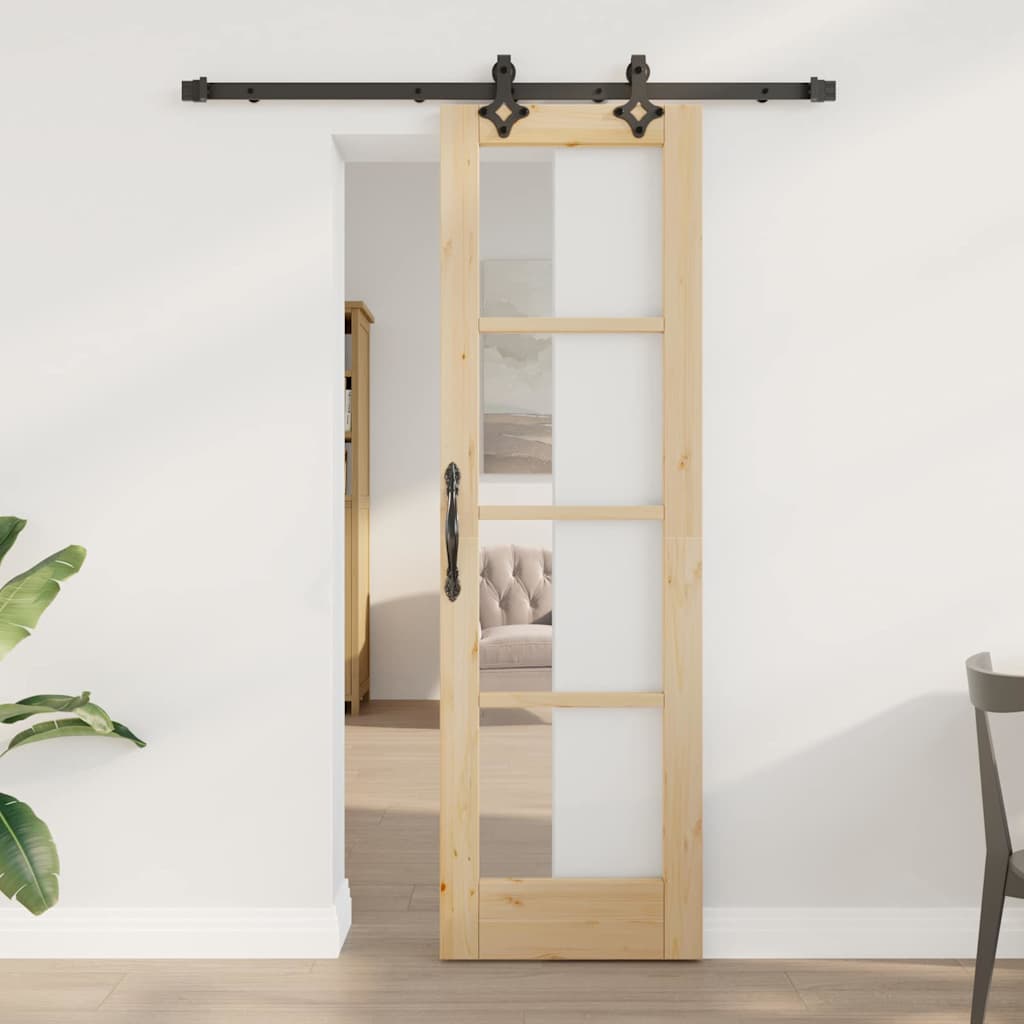 Klizna vrata Prirodna 61 x 198,5 cm Masivna borovina i staklo
