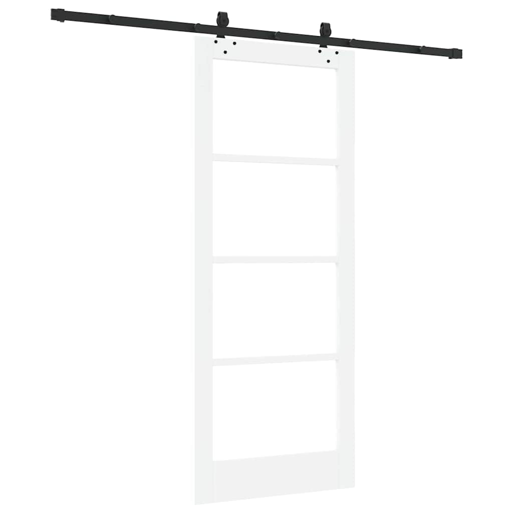 Klizna vrata Bijelo 83 x 202 cm Masivna borovina i staklo