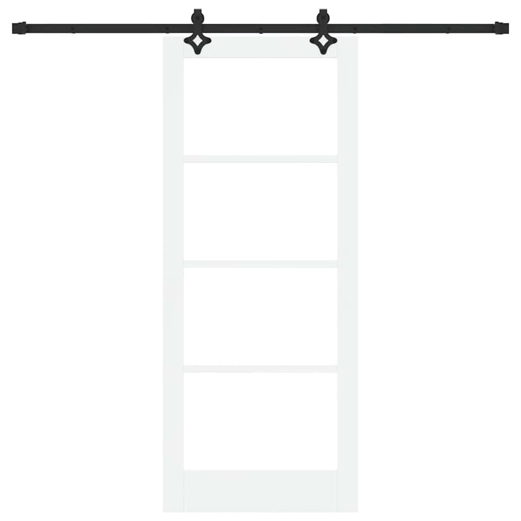Klizna vrata Bijelo 83 x 202 cm Masivna borovina i staklo