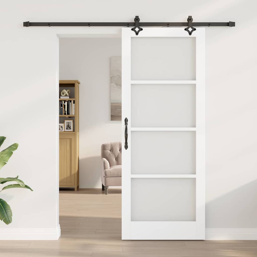 Klizna vrata Bijelo 83 x 211 cm Masivna borovina i staklo