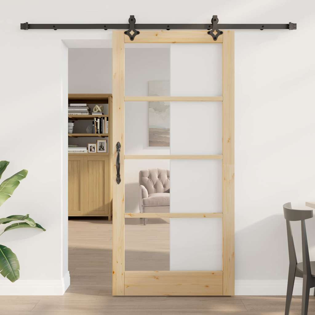 Klizna vrata Prirodna 93 x 202 cm Masivna borovina i staklo
