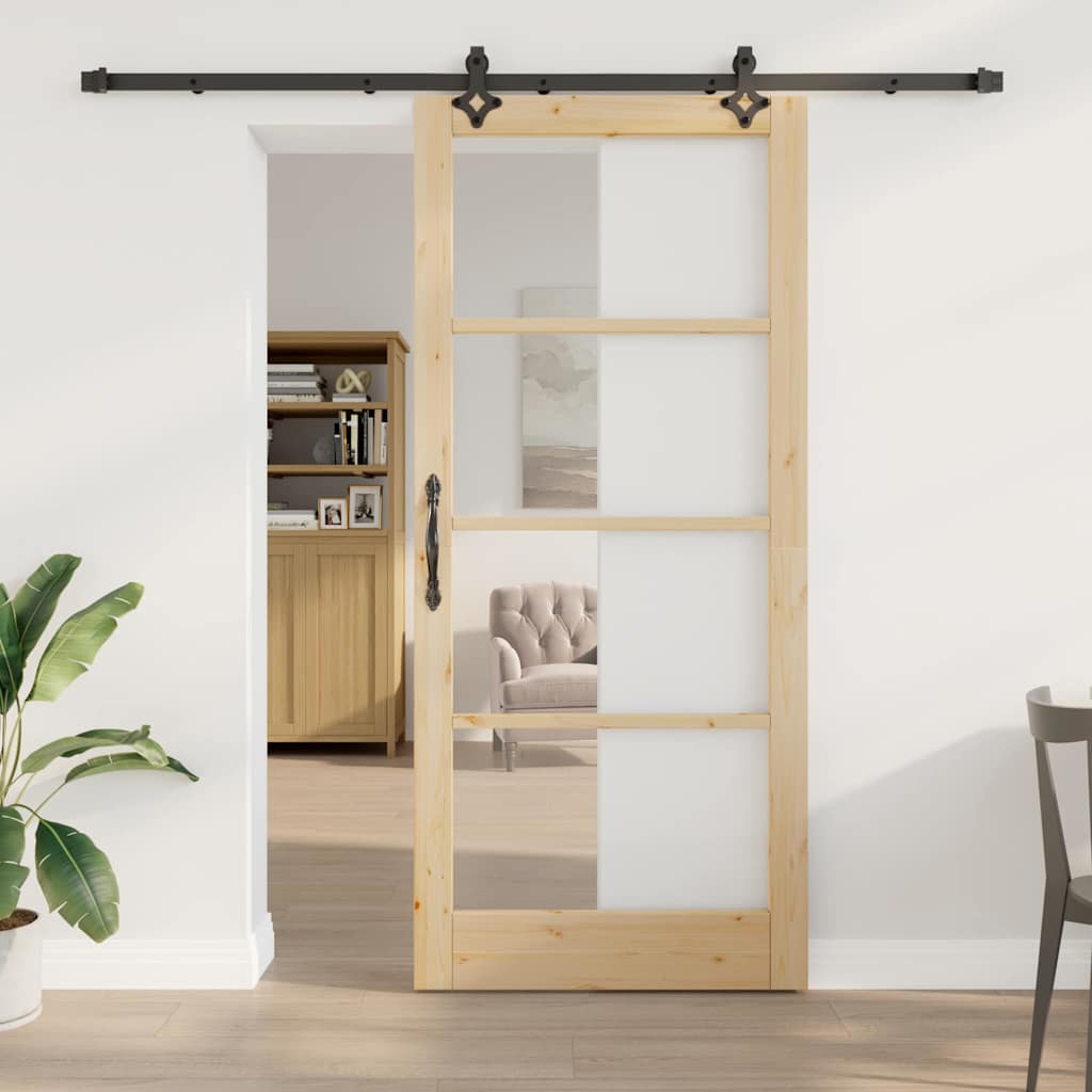 Klizna vrata Prirodna 93 x 211 cm Masivna borovina i staklo