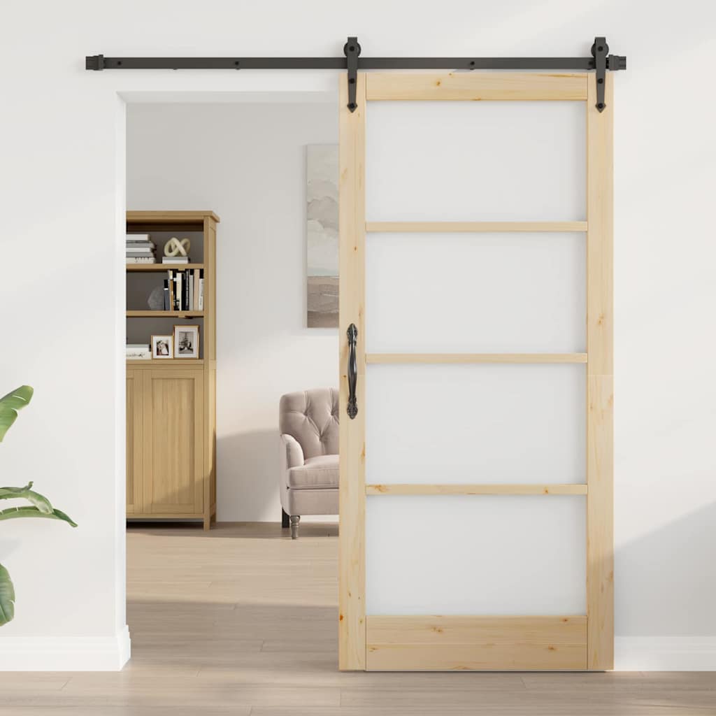 Klizna vrata Prirodna 93 x 202 cm Masivna borovina i staklo