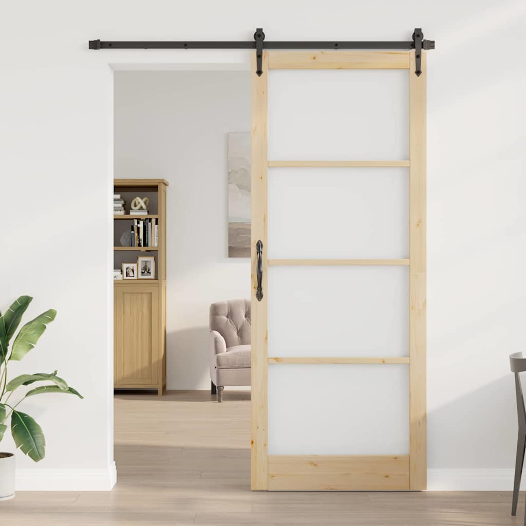 Klizna vrata Prirodna 93 x 232 cm Masivna borovina i staklo