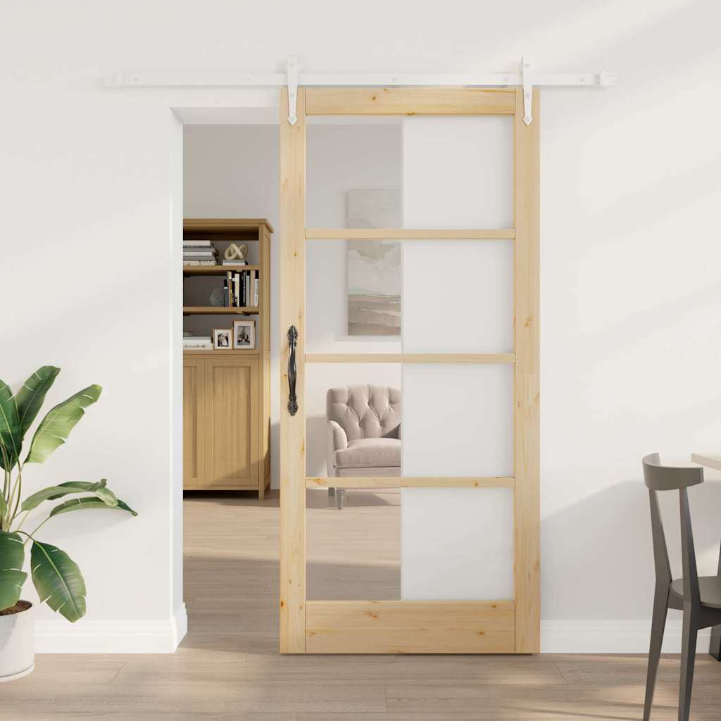 Klizna vrata Prirodna 93 x 202 cm Masivna borovina i staklo
