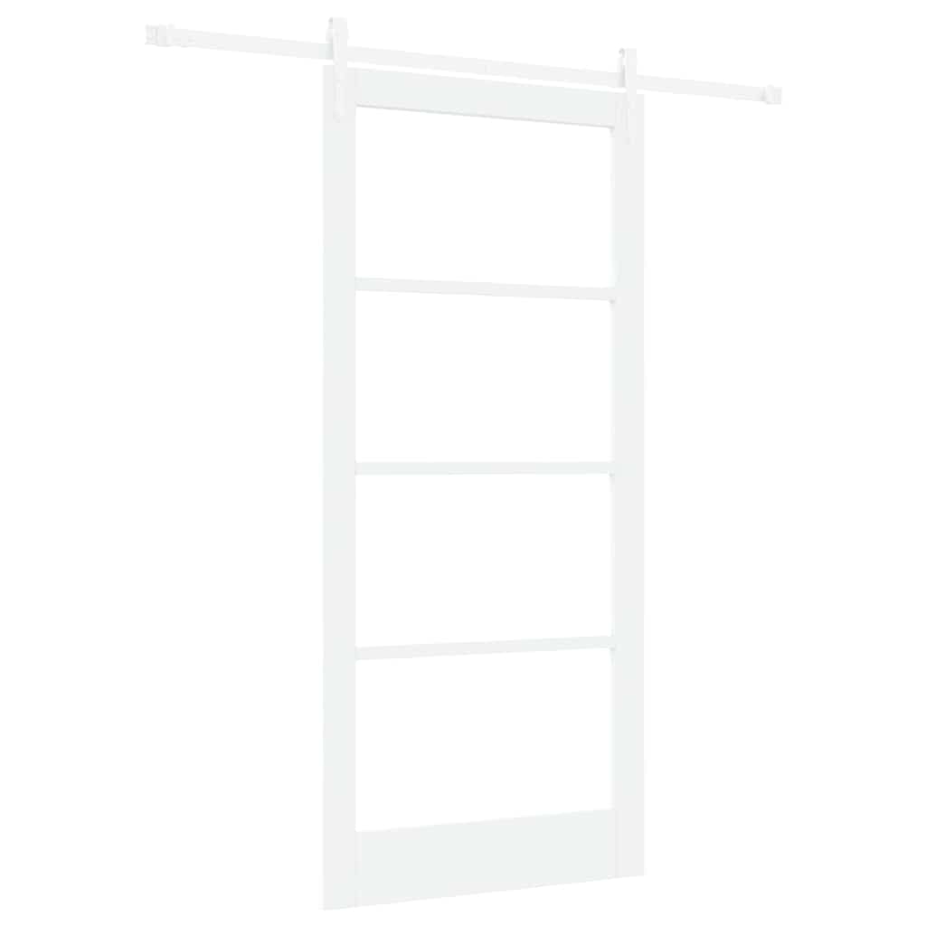 Klizna vrata 93 x 202 cm Masivna borovina i staklo Bijelo