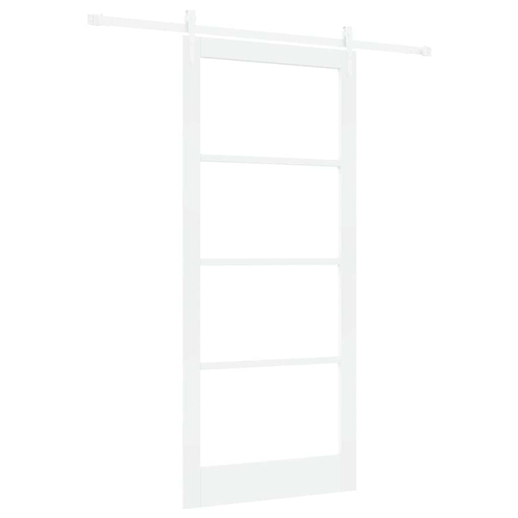 Klizna vrata Bijelo 93 x 211 cm Masivna borovina i staklo