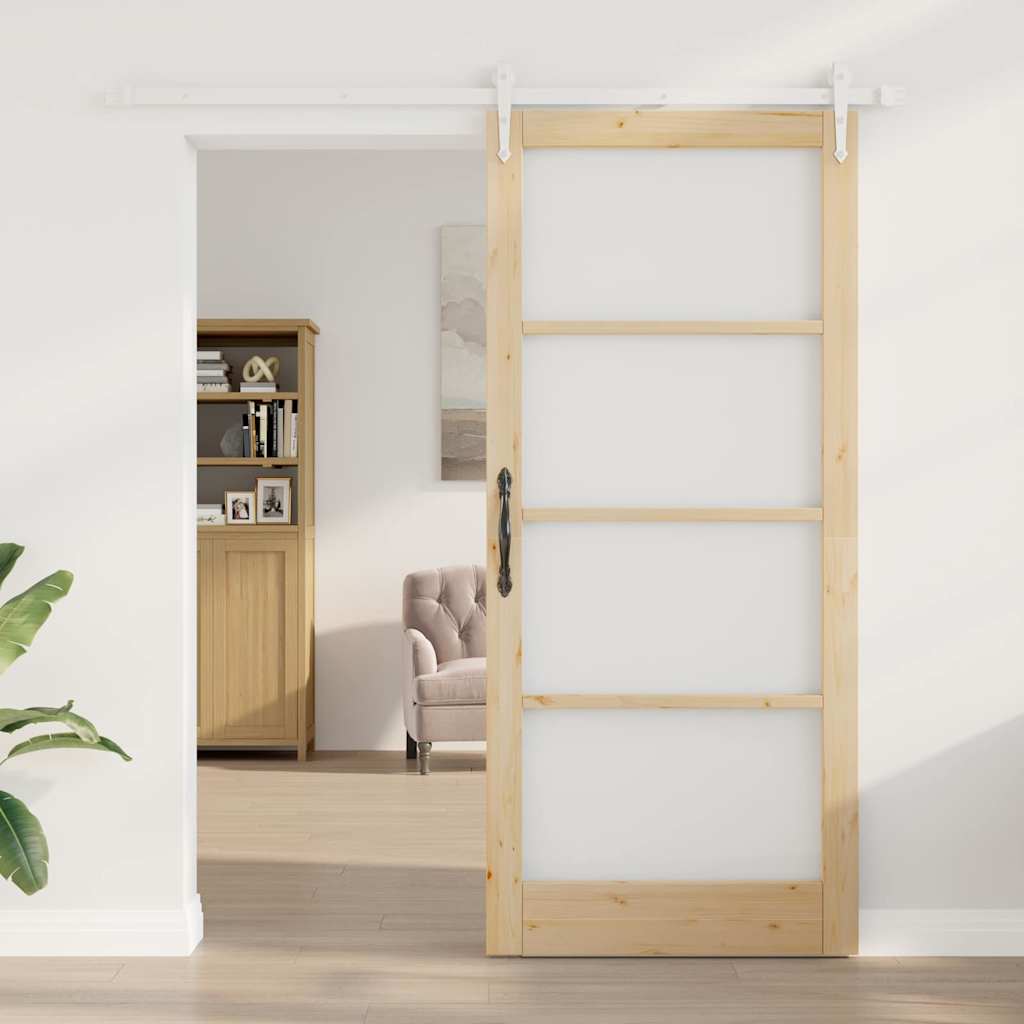 Klizna vrata Prirodna 93 x 211 cm Masivna borovina i staklo