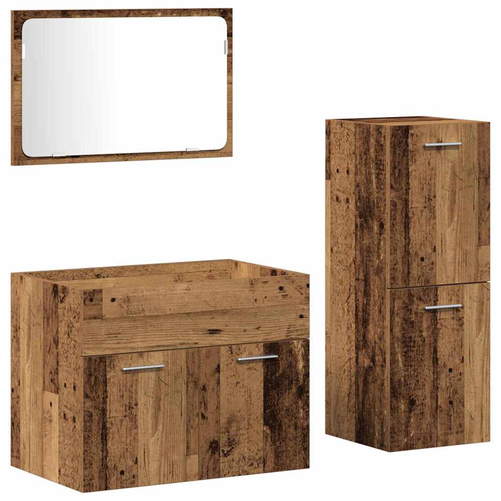 Set namještaja za kupaonicu 3 kom. Staro drvo 60 x 38,5 x 46 cm