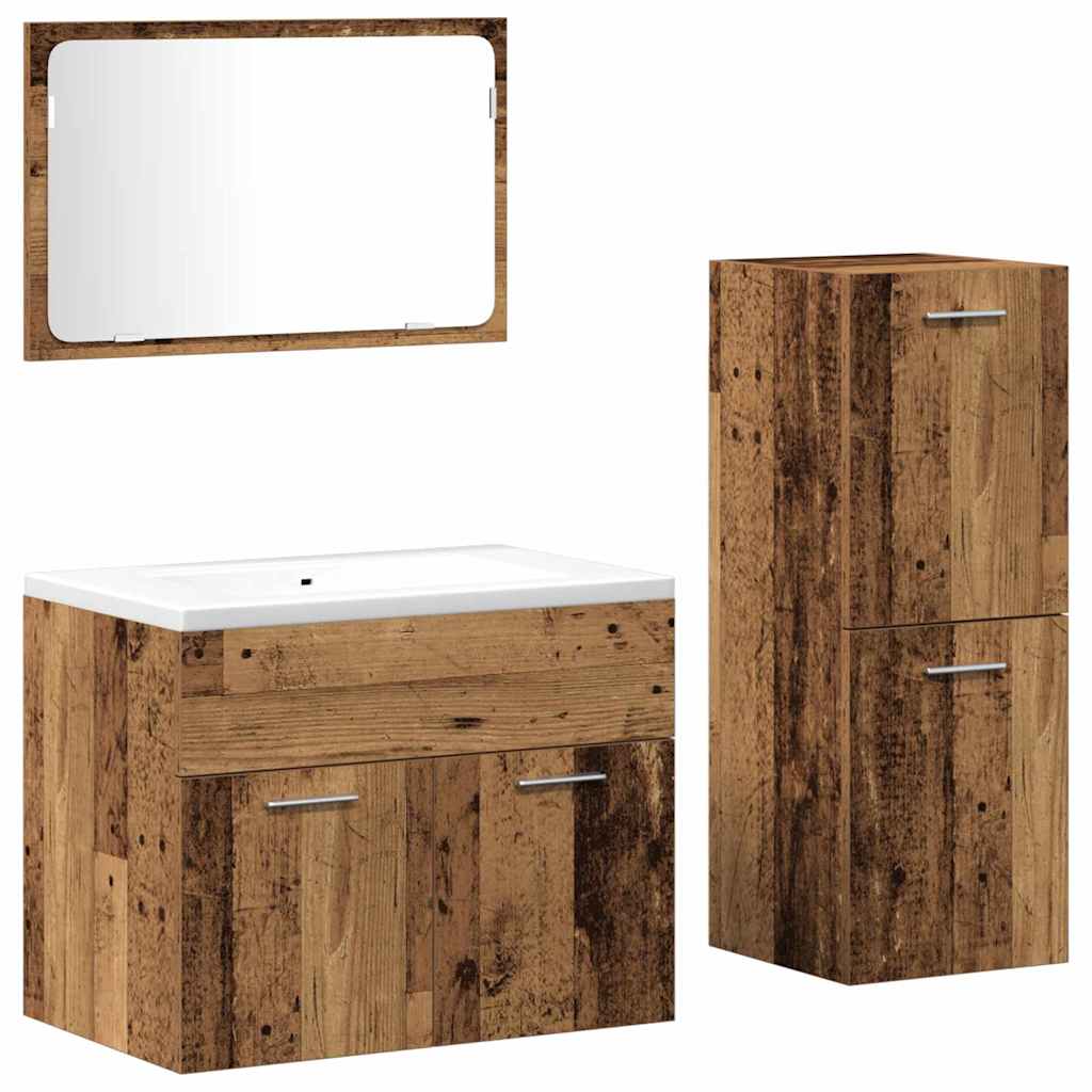 Set namještaja za kupaonicu 3 kom. Staro drvo 60 x 38,5 x 46 cm