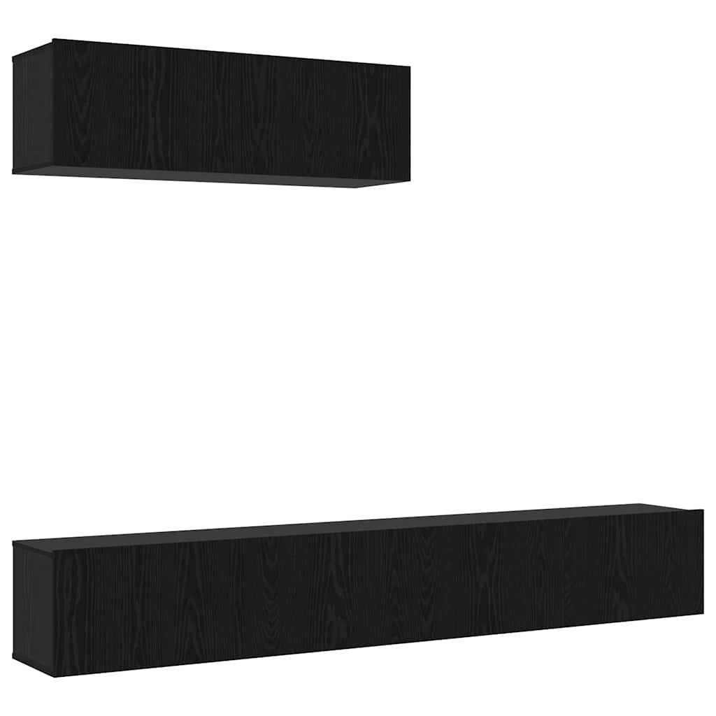 Set TV komoda Zidne 3 pcs Crni hrast Konstruirano drvo