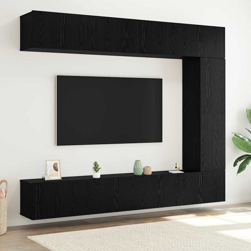 Set TV komoda Zidne 5 pcs Crni hrast Konstruirano drvo