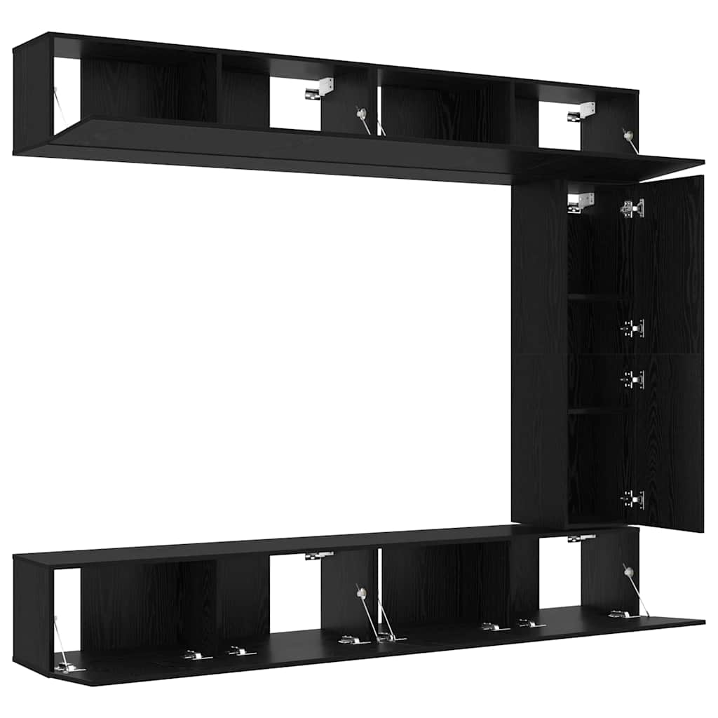 Set TV komoda Zidne 5 pcs Crni hrast Konstruirano drvo