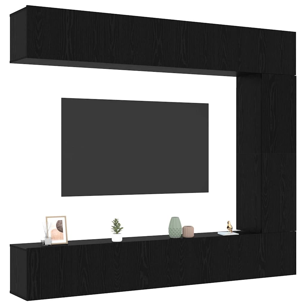 Set TV komoda Zidne 5 pcs Crni hrast Konstruirano drvo